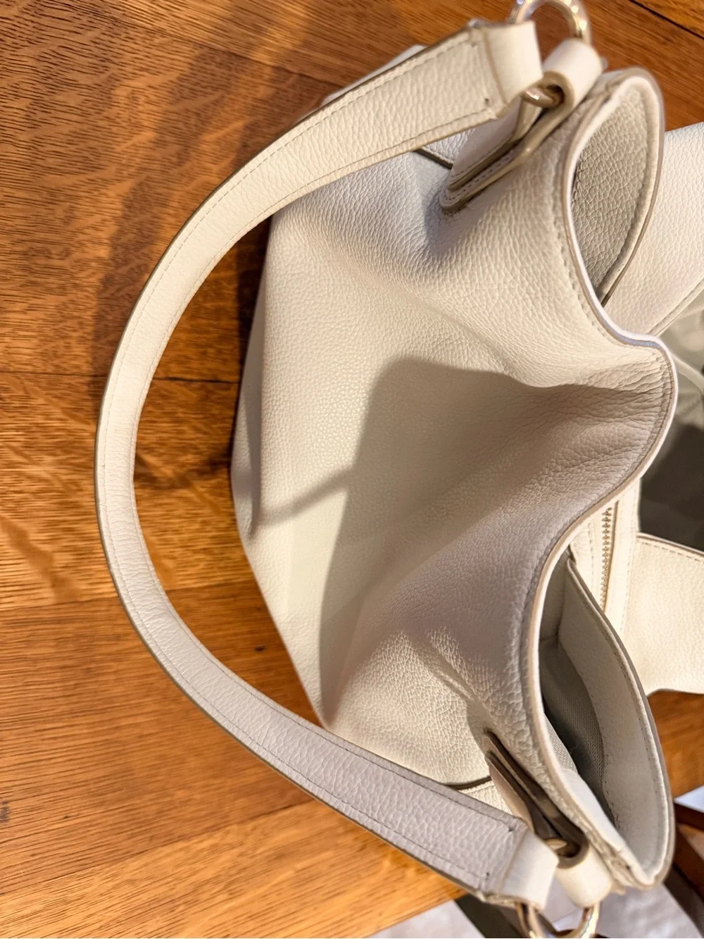 Coach Edie 31 Chalk White Pebbled Leather Shoulder Bag with Gold Hardware
